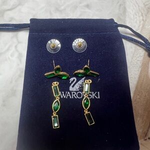 Swarovski Green and Gold Earrings